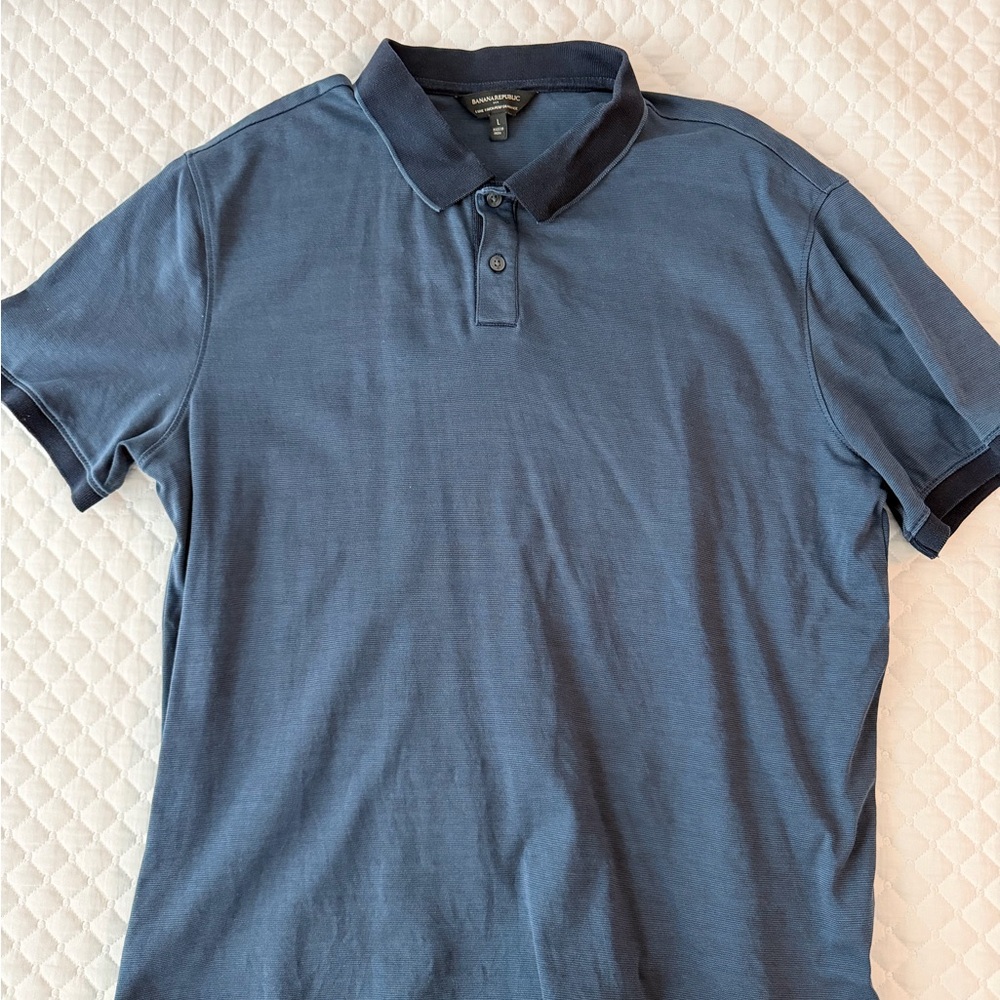 Banana Republic Blue Polo with Dark Contrast Collar